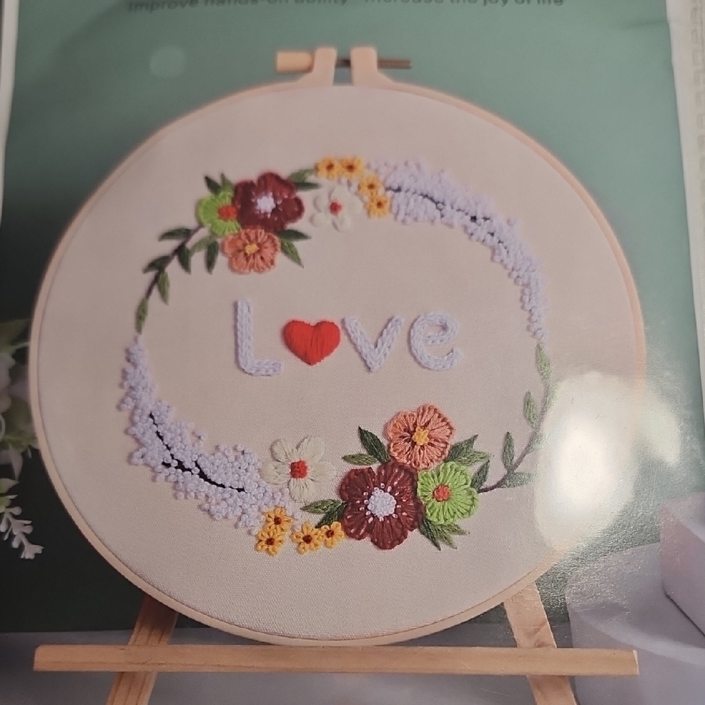 Floral Embroidered Love Hoop Art